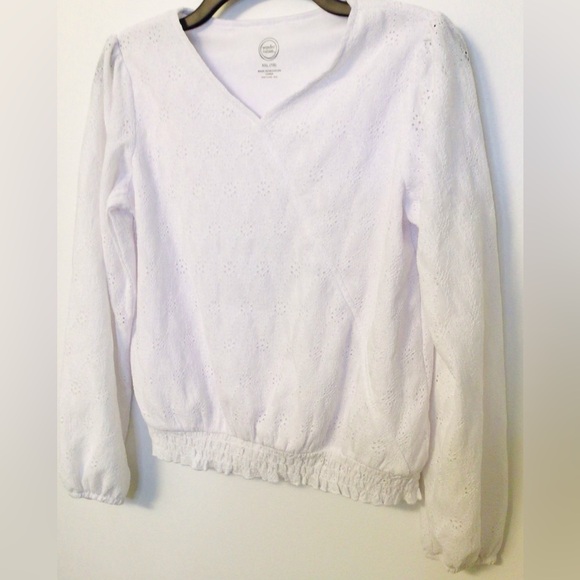 Wonder nation long sleeve white blouse girls size XXL / 18 - Picture 3 of 5